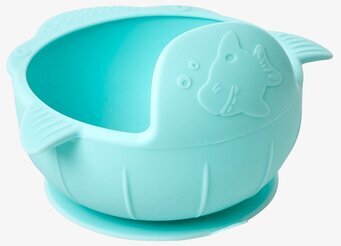 Skål Silikon Blå från Rice, formad som en glad fisk