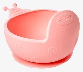 Skål Silikon Rosa från Rice med snigeldesign och sugkopp