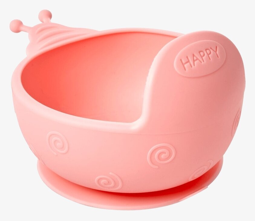 Skål Silikon Rosa från Rice med snigeldesign och sugkopp