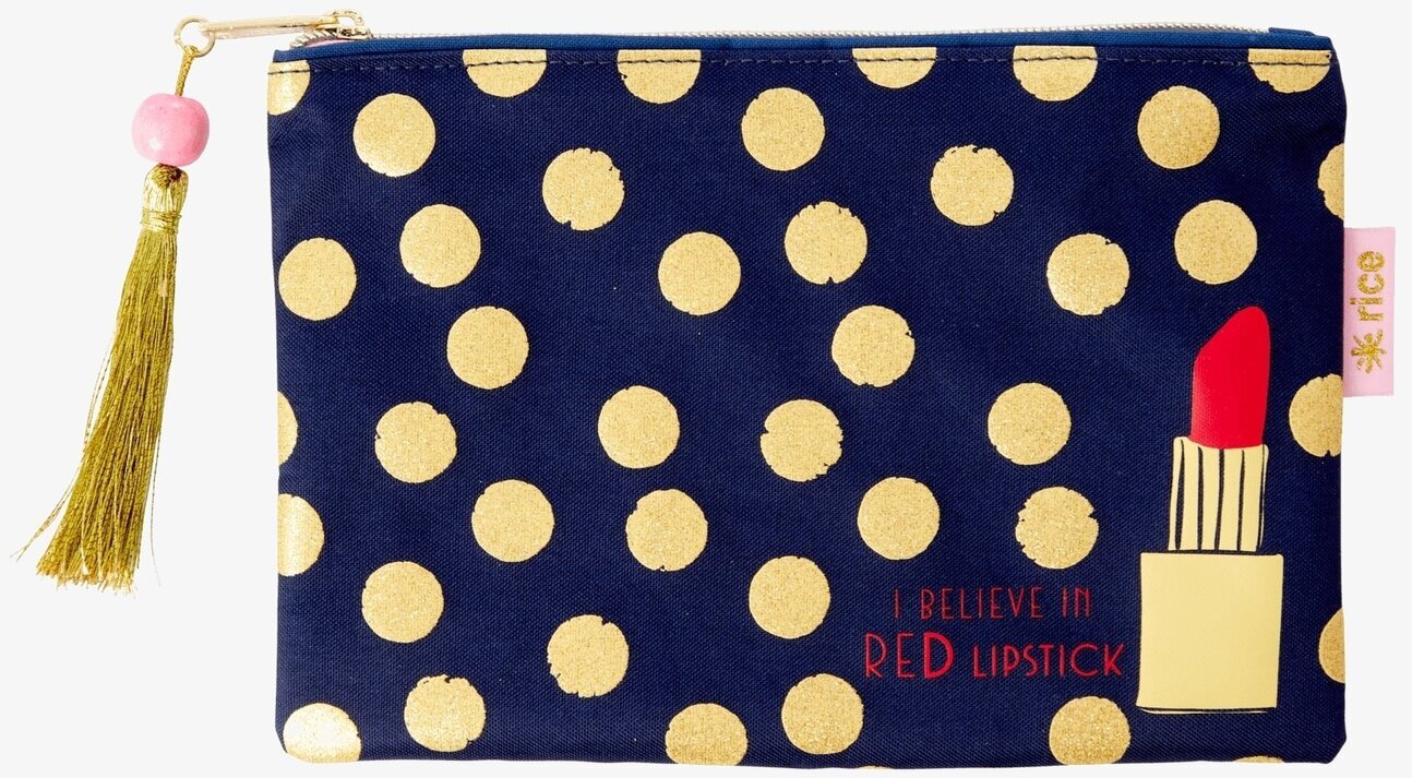 Pennfodral/Necessär/Sminkväska Gold Dots & Lipstick från Rice