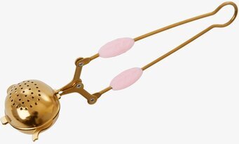 Tesil från Rice i guldig metall med rosa ergonomiska grepp