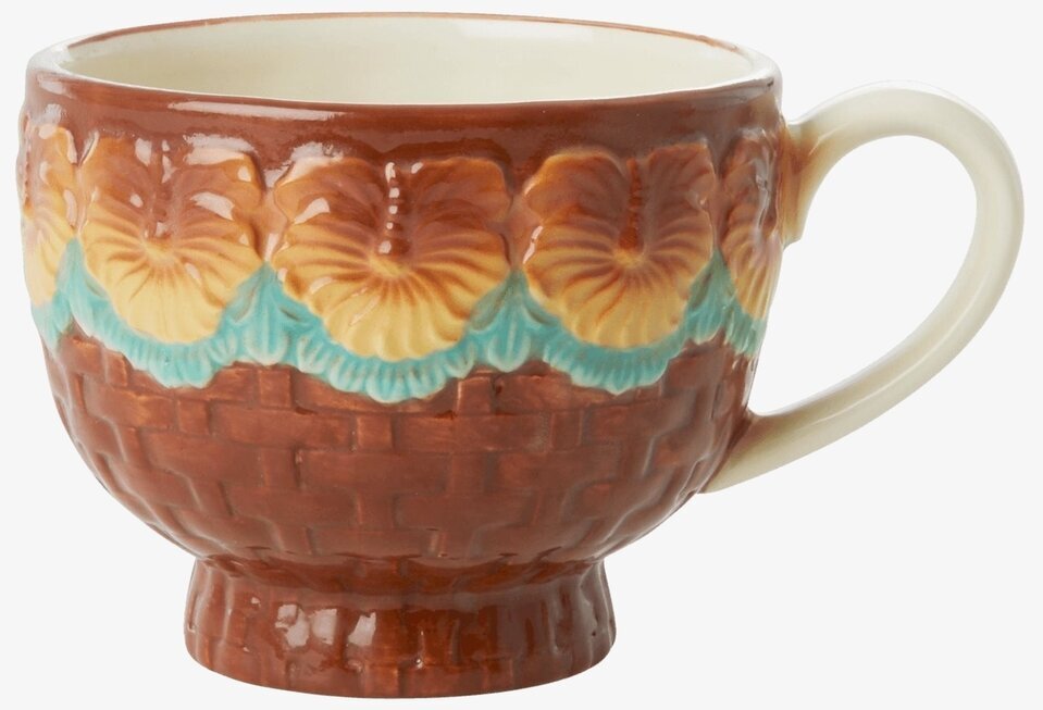 Keramikmugg Brown Flower Design från Rice med blommönster