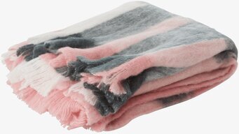 Pläd Pink Checked Design från Rice med rosa och grå rutor