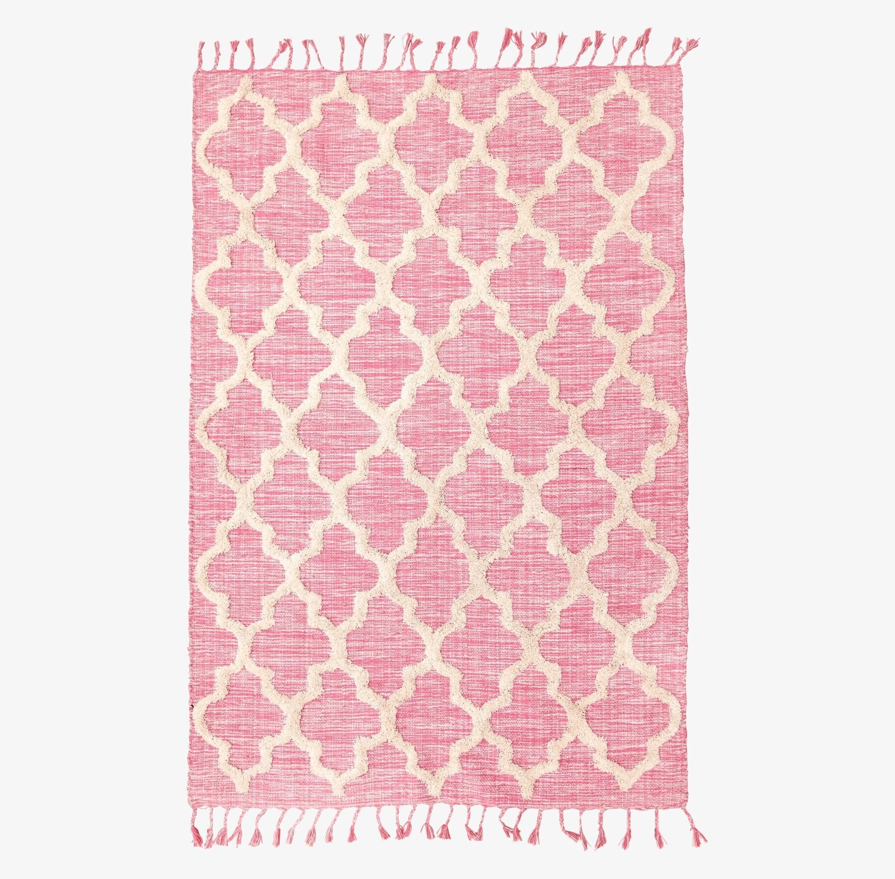 Bomullsmatta Pink Design från Rice med rosa och vitt mönster