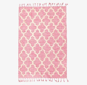 Bomullsmatta Pink Design från Rice med rosa och vitt mönster