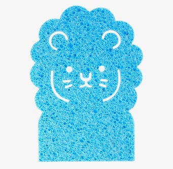 Bad-/Kökssvamp Lejon från Rice i blått, lejonhuvud-design