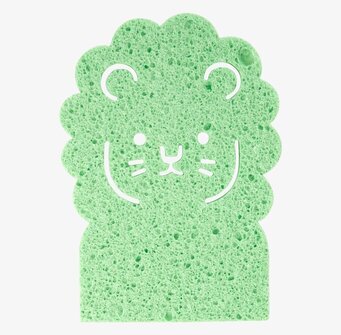 Bad-/Kökssvamp Lejon från Rice i ljusgrön färg, lejonformad