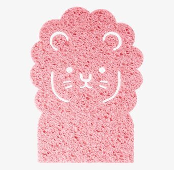 Bad-/Kökssvamp Lejon från Rice i rosa med lejonansikte