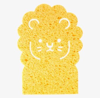 Bad-/Kökssvamp Lejon från Rice, gul och lejonformad svamp