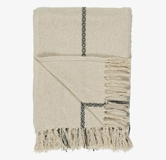 Pläd Stripes Creme/Svart från IB Laursen med fransar