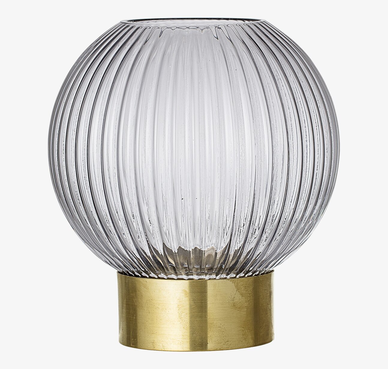 Glasvas Grå Bloomingville med grå glas och mässingsbas