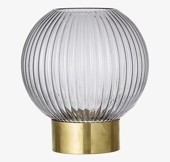 Glasvas Grå Bloomingville med grå glas och mässingsbas