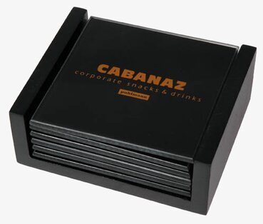 Glasunderlägg 6-p svart från Cabanaz med förvaringslåda