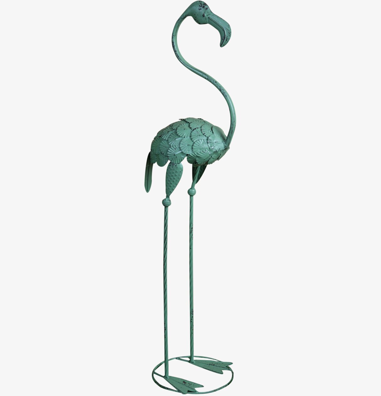 Gårdsflamingo Grön från Silkflower i trädgårdsmiljö