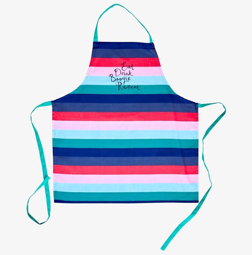 Förkläde Stripes från Rice med färgglada ränder och text