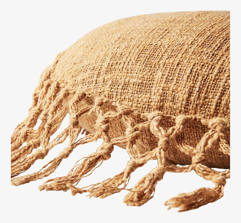 Kudde Fernando Senapsgul från Affari med fransar och textur