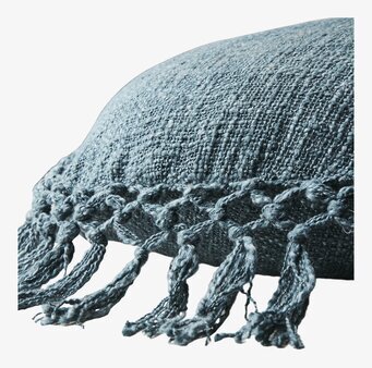 Kudde Fernando Blågrå från Affari med vävd textur och fransar