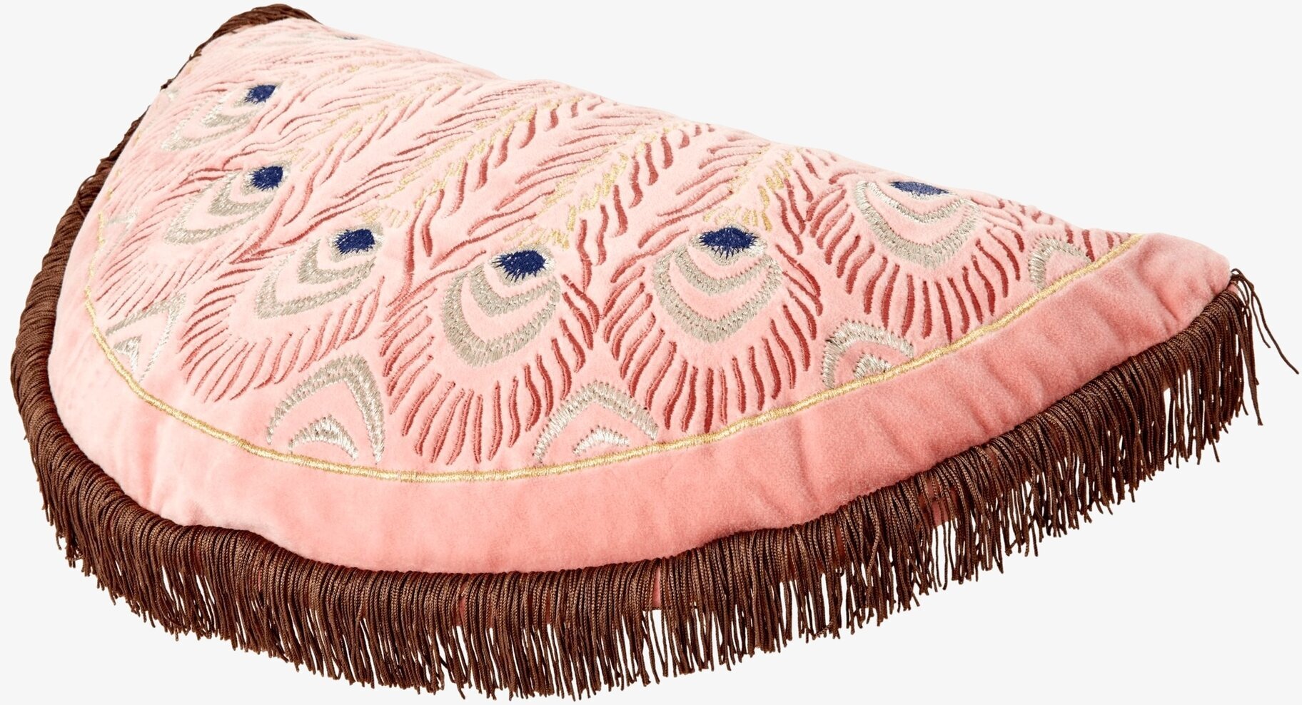 Prydnadskudde Peacock Print Pink från Rice med broderi