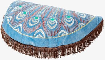 Prydnadskudde Peacock Print Blue från Rice med broderi