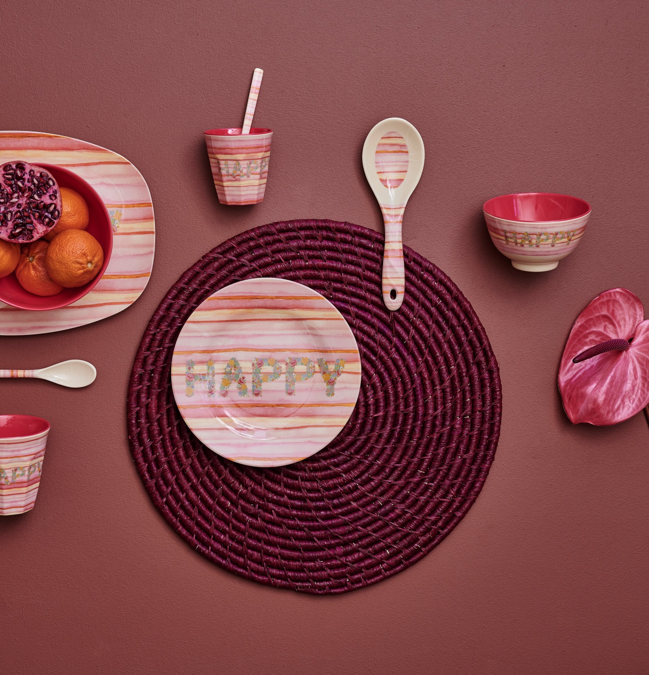 Liten Skål Happy Pink Print från Rice med färgglatt mönster