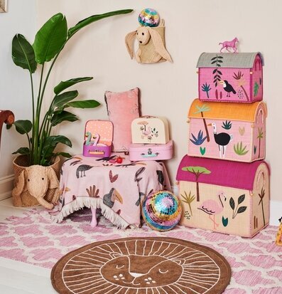 Förvaringskorg Pink Jungle Theme från Rice i barnrum