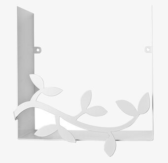 Vägghylla från Pluto Produkter med lövmotiv i vit metall