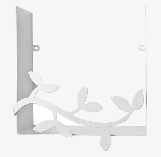 Vägghylla från Pluto Produkter med lövmotiv i vit metall