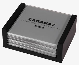 Glasunderlägg 6-p stålgrå från Cabanaz med hållare