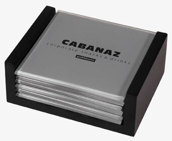 Glasunderlägg 6-p stålgrå från Cabanaz med hållare