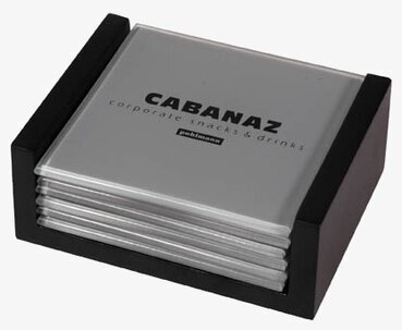 Glasunderlägg 6-p stålgrå från Cabanaz med hållare