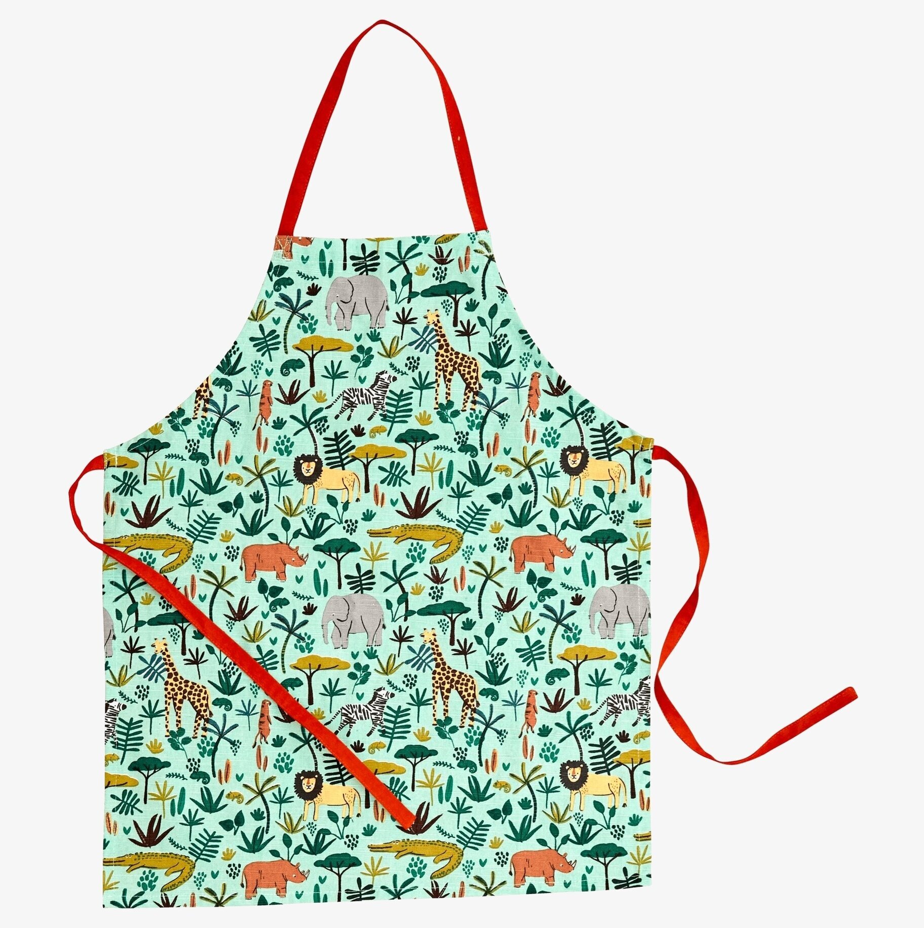 Förkläde Junior Jungle Animals Print från Rice, grönt med djur