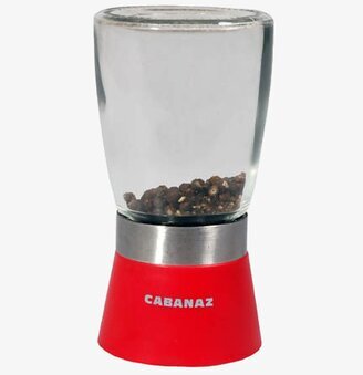 Salt och pepparkvarn röd från Cabanaz med glasbehållare