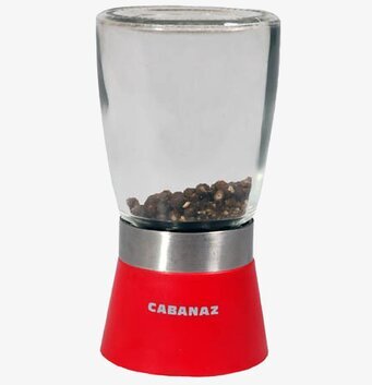 Salt och pepparkvarn röd från Cabanaz med glasbehållare