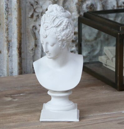 Fransk Byst Vit från Chic Antique på rustikt trämöblemang