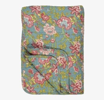 Pläd Petrol Blomster från IB Laursen med färgglada blommor