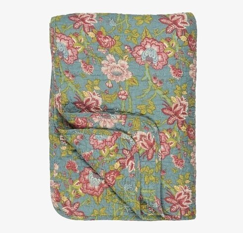 Pläd Petrol Blomster från IB Laursen med färgglada blommor