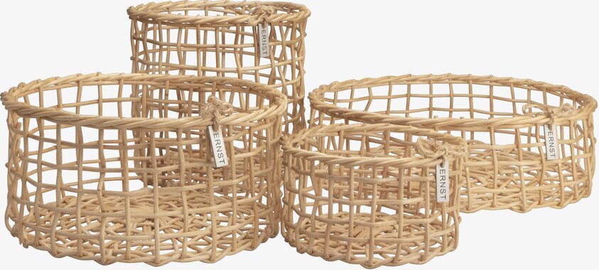 Korgar Set om 4 från Ernst i olika storlekar och naturfärg