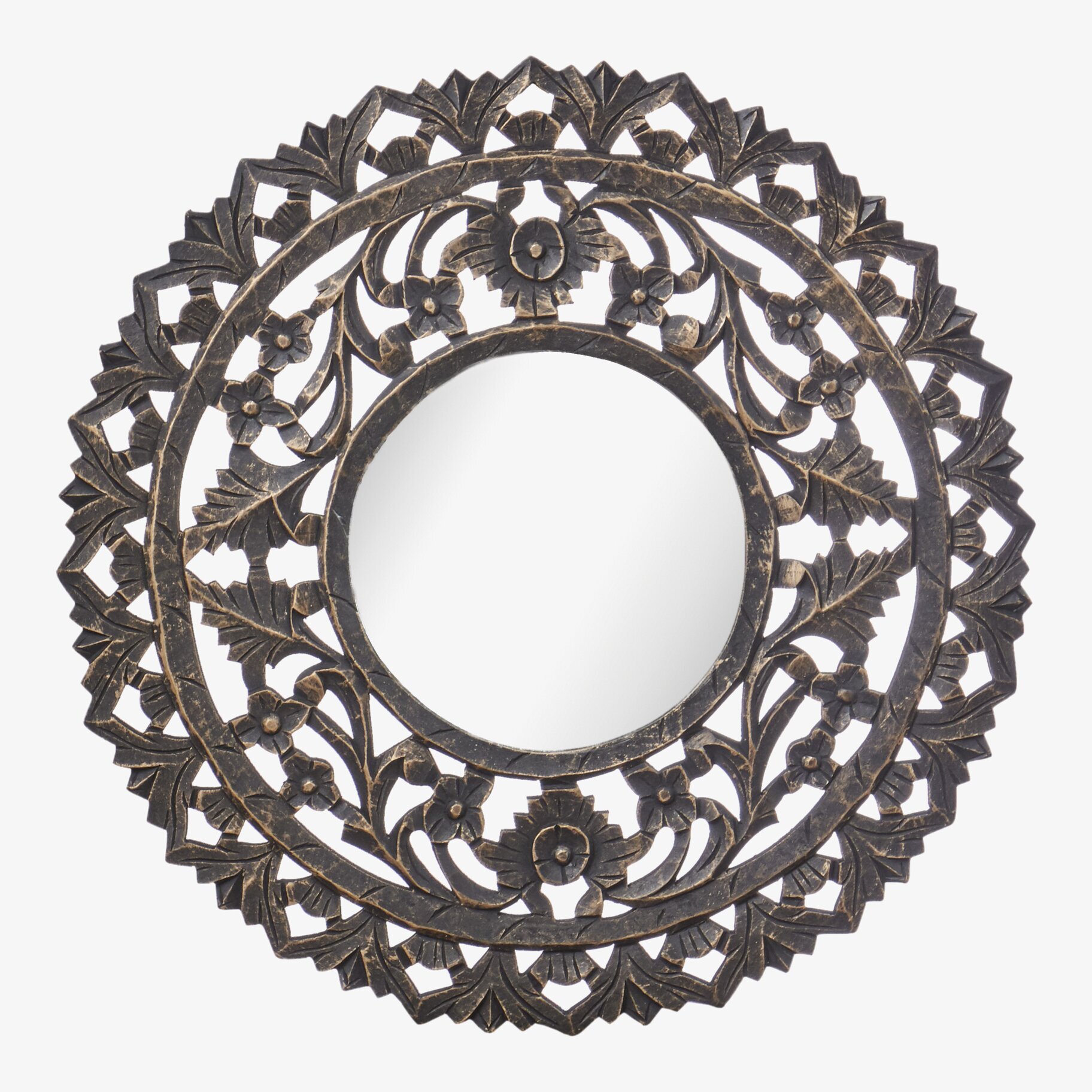 Väggdekoration Carve Spegel Ø60 cm från Affari med mönstrad ram