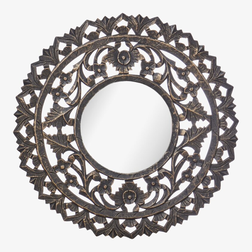 Väggdekoration Carve Spegel Ø60 cm från Affari med mönstrad ram