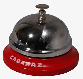 Bordsklocka röd från Cabanaz med metallbas och kupol