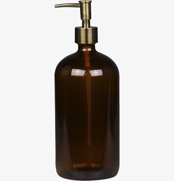 Glasflaska Med Pump Mocca 1000 ml Chic Antique Diskmedelspumpar Behållare för diskmedel Tvålpumpar tvål