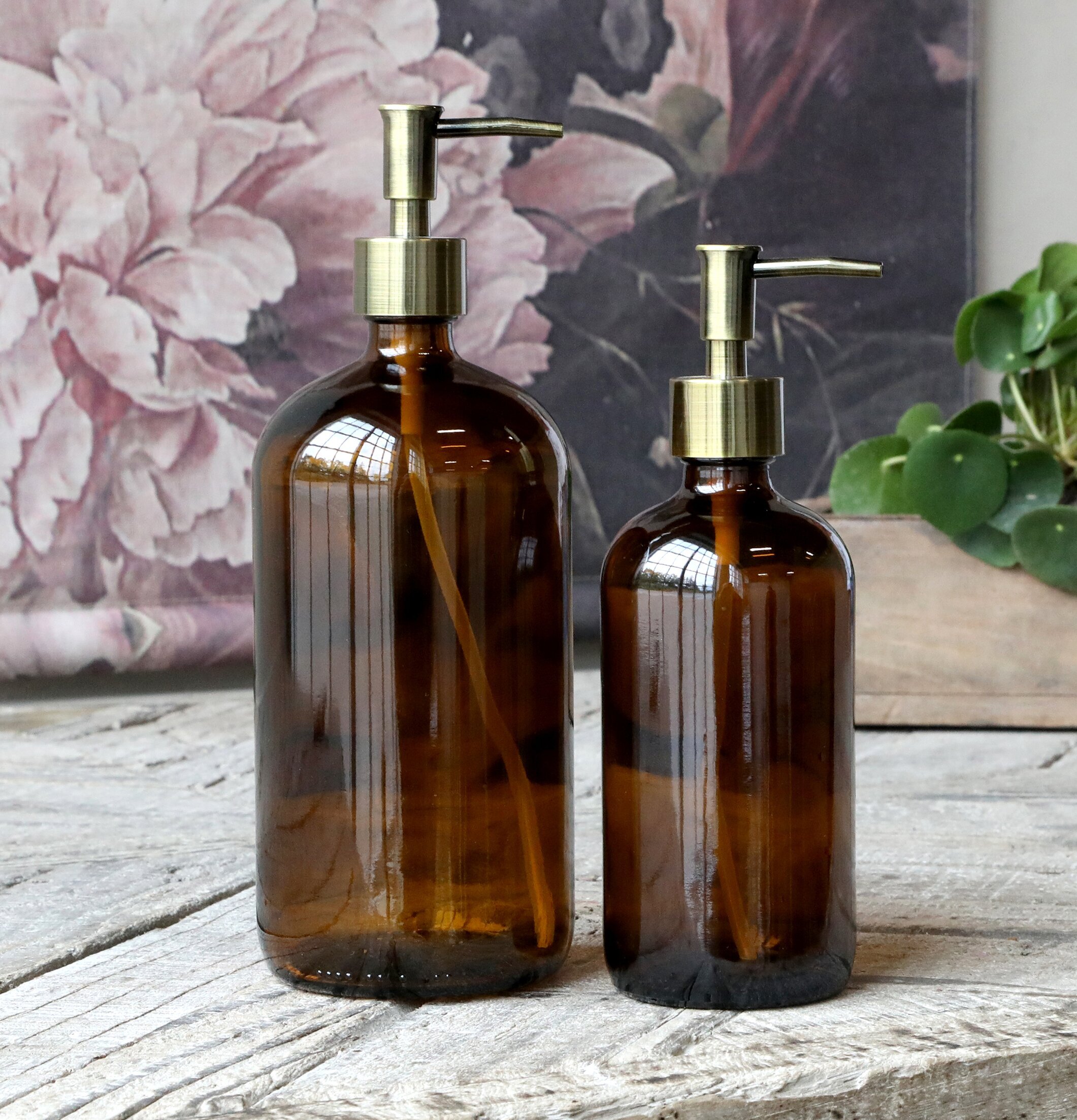 Glasflaska Med Pump Mocca 1000 ml från Chic Antique