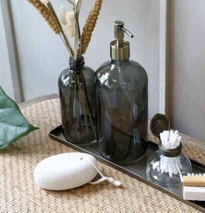 Glasflaska Med Pump Stenkol 1000 ml från Chic Antique