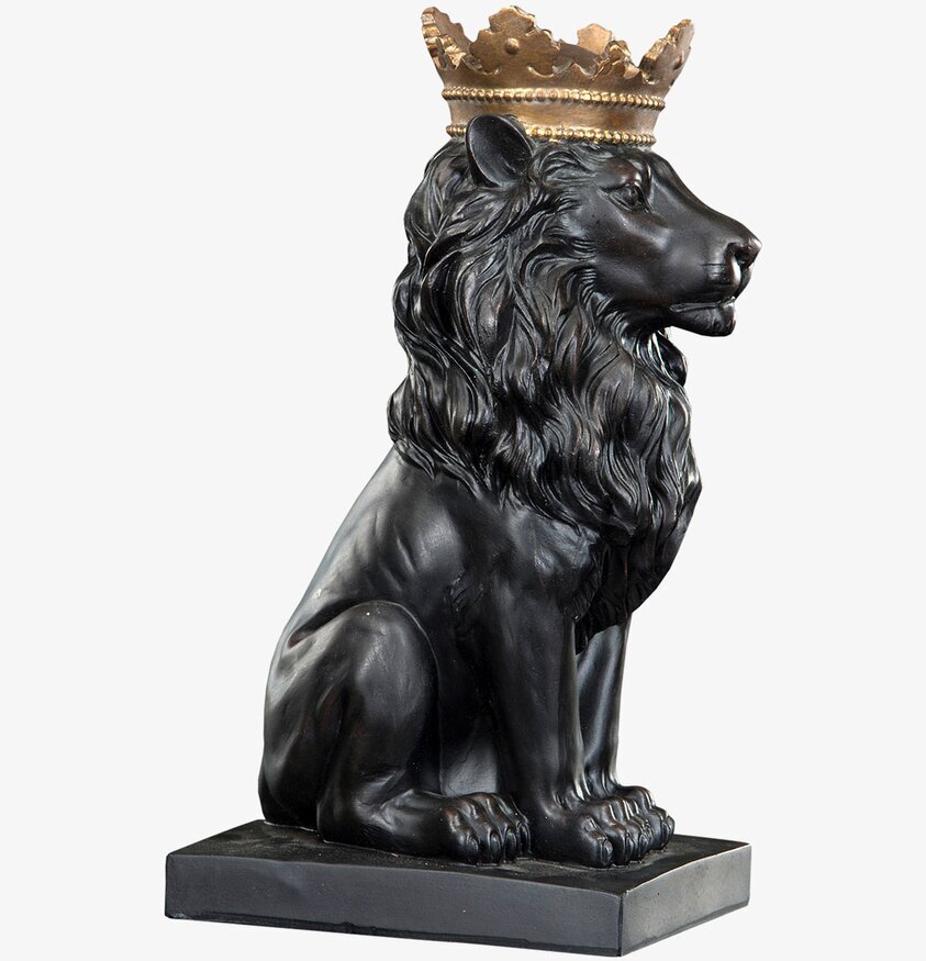 Lejon Med Guldkrona från A Lot Decoration, sittande staty