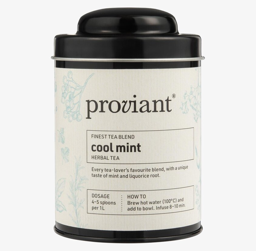 IB Laursen Te Örtte Cool Mint i svart och krämfärgad burk