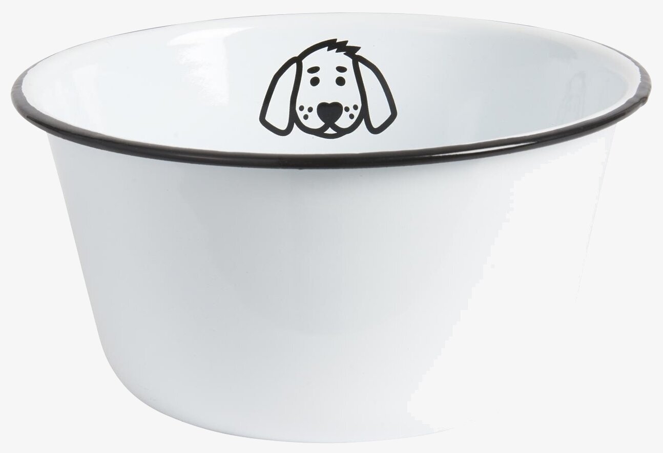 Hundskål Emalj Stor från IB Laursen med hundansikte inuti