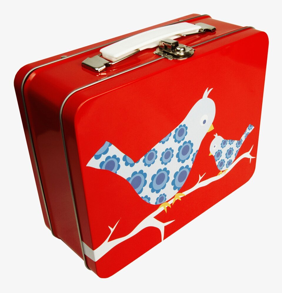 Lunchbox - Fåglar från Blafre med röd färg och blå fåglar