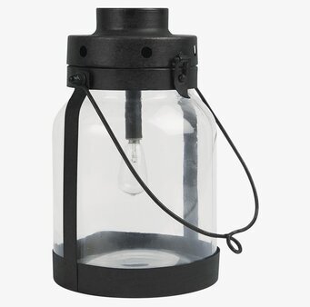 Lanterna LED Metall Svart från IB Laursen med glasbehållare