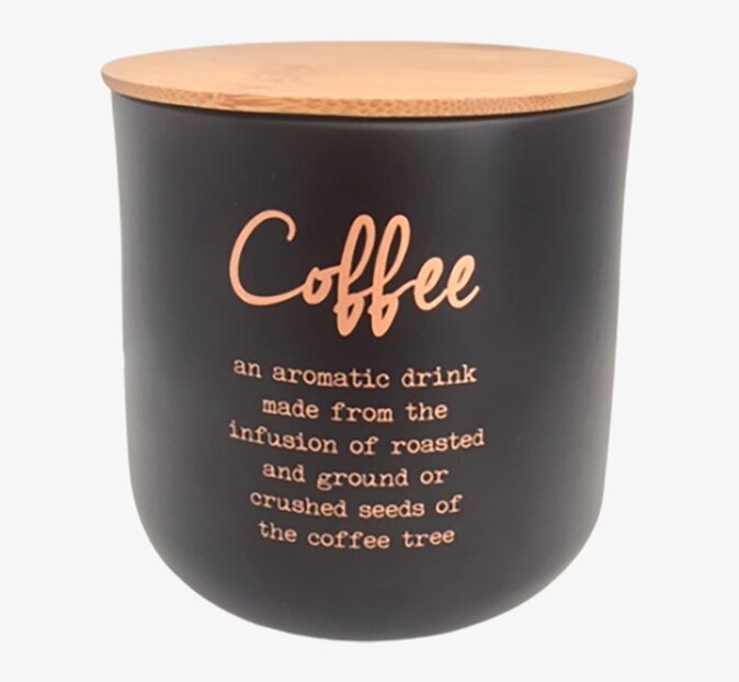Plåtburk Kaffe från BOXinBAG med svart yta och bambulock