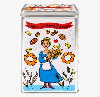 Foto av charmig och färgglad plåtburk för köksförvaring